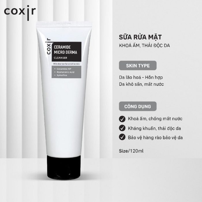 شوینده مرطوب کننده کوکسیر میکرو درما سرامید 120 میل Coxir Ceramide Micro Derma Cleanser - Image 3