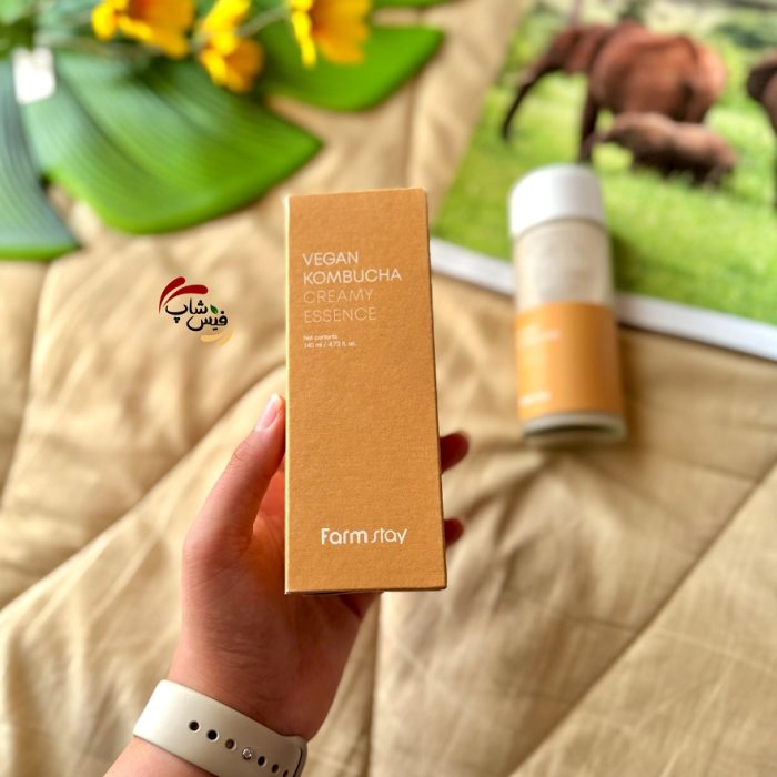 اسنس کرم روشن کننده و تقویت کننده پوست کامبوچا فارم استی 140 میل Farm stay VEGAN KOMBUCHA CREAMY ESSENCE - Image 2