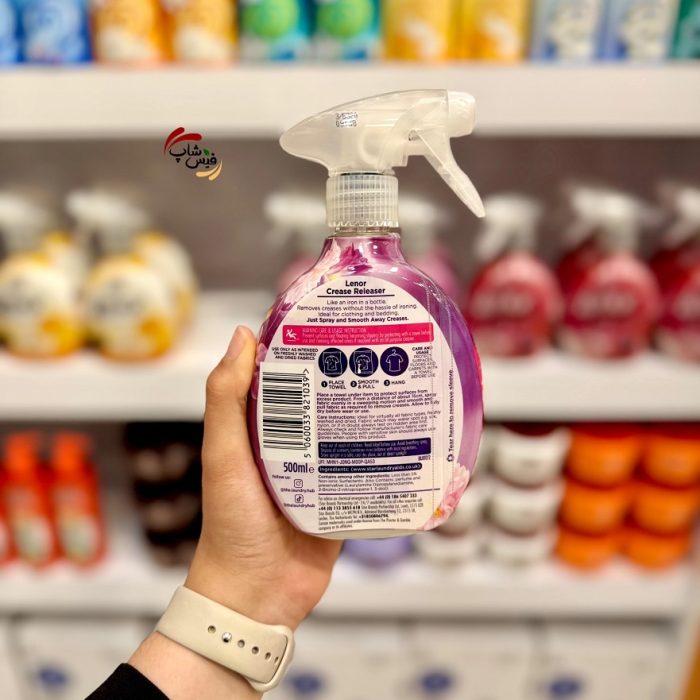 اسپری ضد چروک و اتو کننده لباس لنور رایحه شکوفه عجیب و سوسن شب تاب lenor رایحه EXOTIC BLOOM حجم 500 میل - Image 2