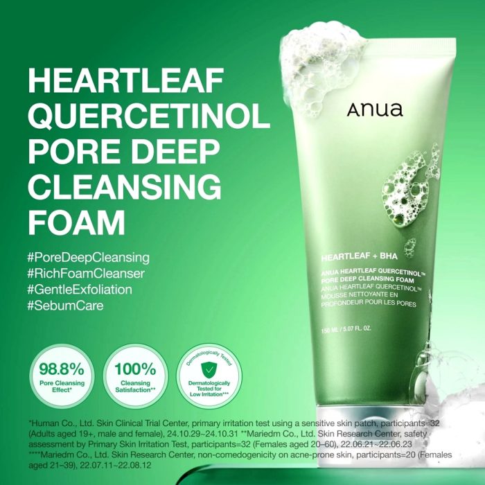 فوم شستشوی عمیق آنوا ANUA heartleaf quercetinol pore deep cleansing foam - Image 3