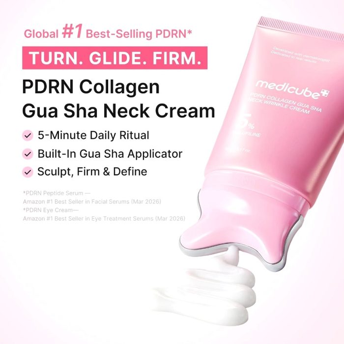 کرم گواشا مدی‌ کیوب ولوفیلین فرم دهی و لیفت و جوانساز گردن medicube PDRN Collagen Gua Sha Neck Wrinkle Cream - Image 3