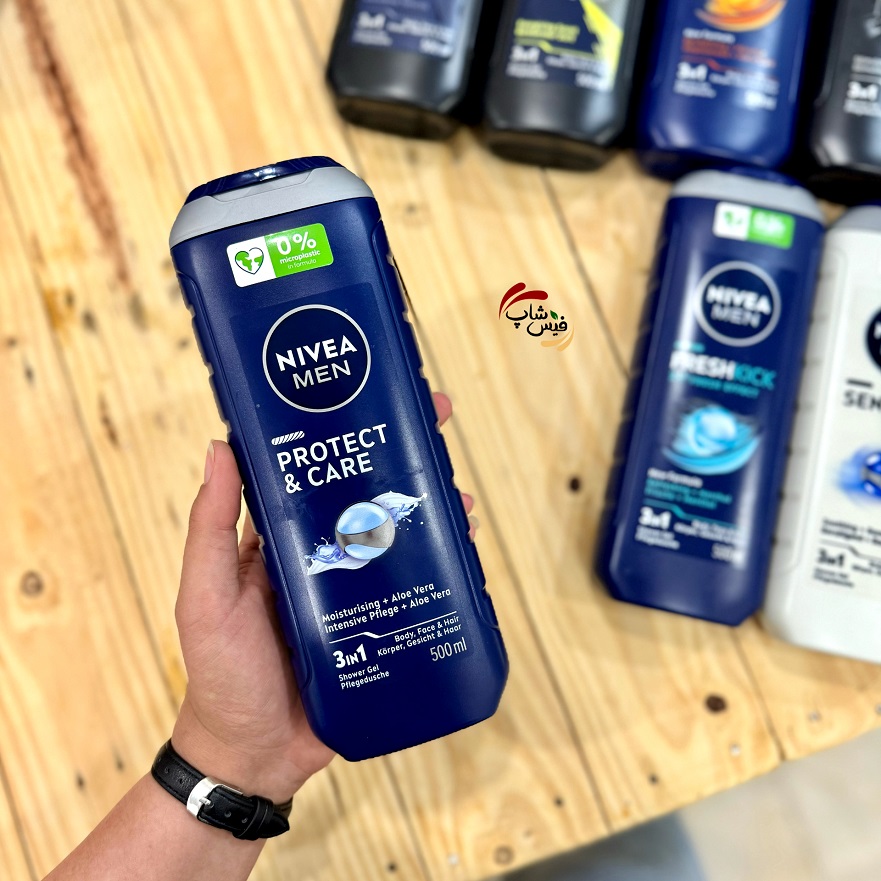 InShot_20261010_154840955 شامپو سر و بدن مردانه نیوا NIVEA مدل PROTECT AND CARE حجم 500 میل - Image 1